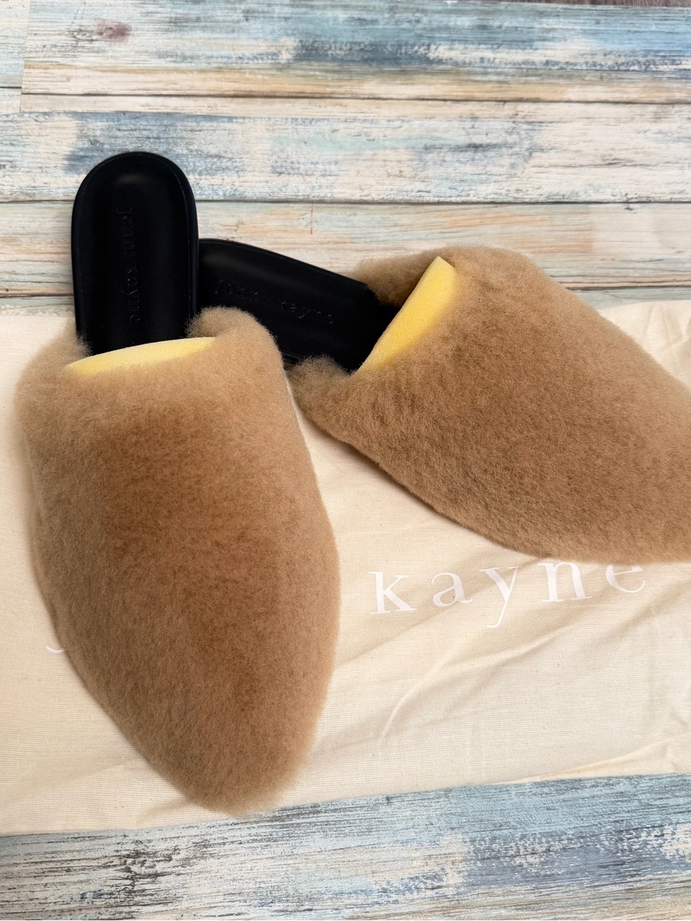 Jenni Kayne Italian Shearling Mule in Natural/Camel 8.5/39